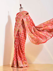 Red Georgette Bandhani Saree