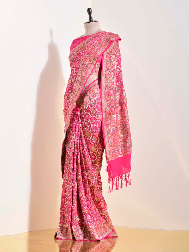 Mazenta Georgette Bandhani Saree