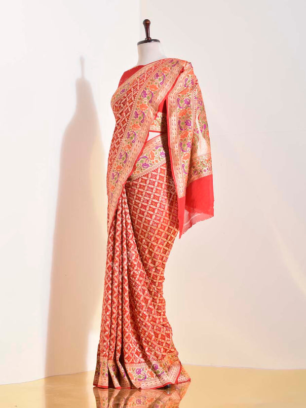 Red Georgette Bandhani Saree