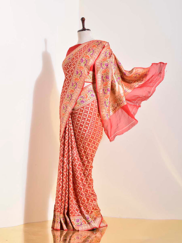 Red Georgette Bandhani Saree