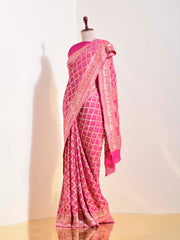 Mazenta Georgette Bandhani Saree