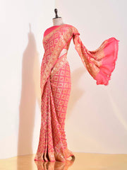 Red Georgette Bandhani Saree