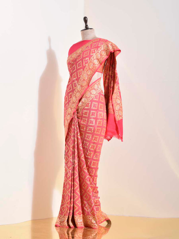 Red Georgette Bandhani Saree