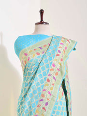 Aqua Blue Georgette Bandhani Saree