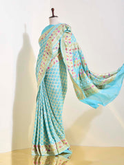 Aqua Blue Georgette Bandhani Saree