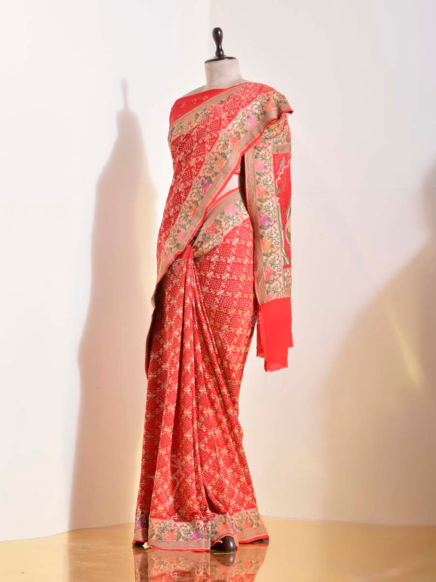 Red Georgette Bandhani Saree