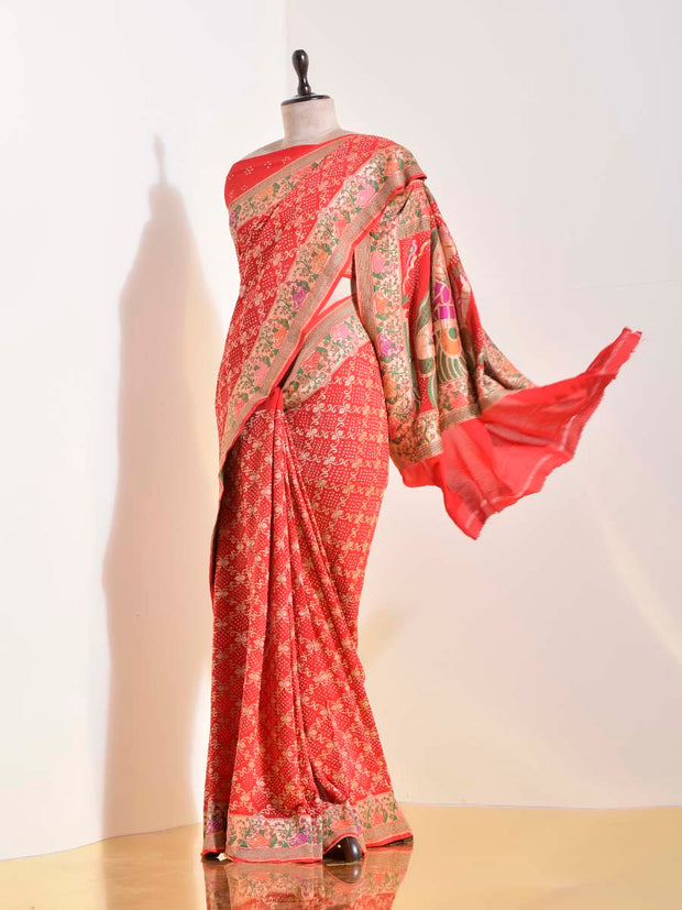 Red Georgette Bandhani Saree