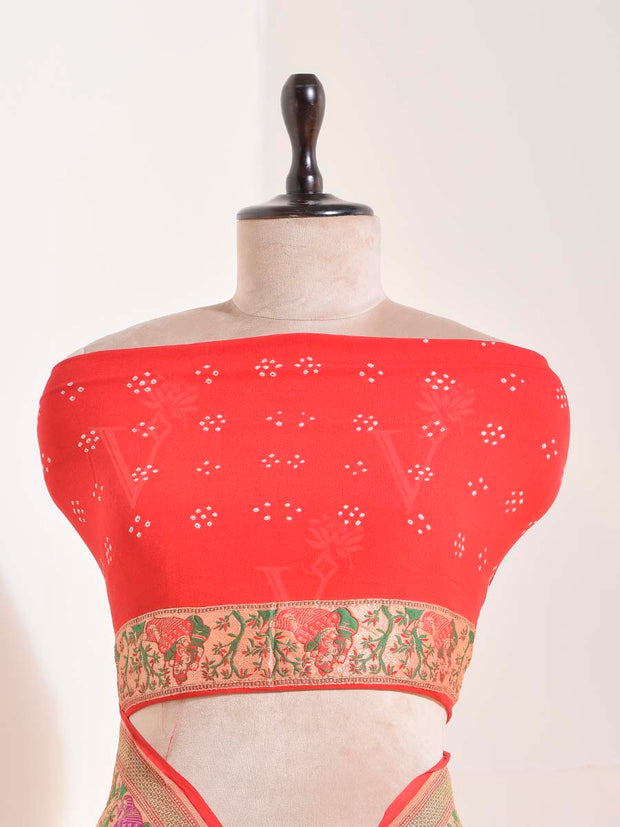 Red Georgette Bandhani Saree