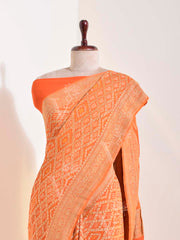 Orange Georgette Bandhani Saree