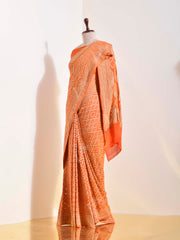 Orange Georgette Bandhani Saree