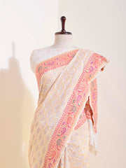 Off White Georgette Bandhani Saree