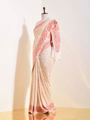 Off White Georgette Bandhani Saree