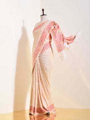 Off White Georgette Bandhani Saree