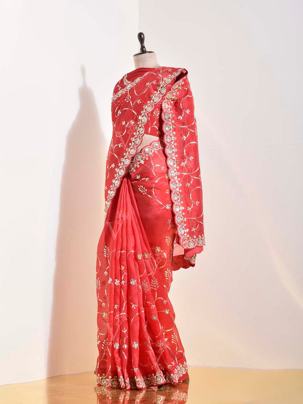 Red Organza Gotta Patti Saree