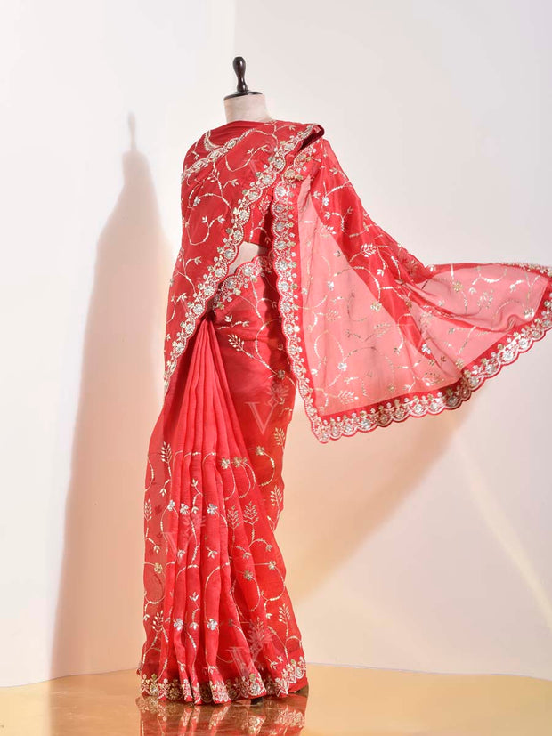 Red Organza Gotta Patti Saree