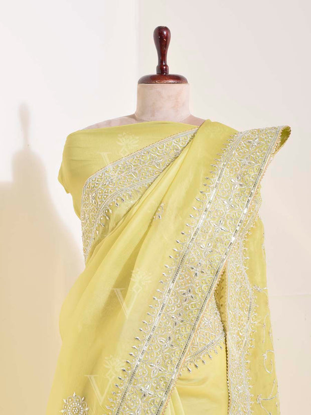 Yellow Organza Gotta Patti Saree