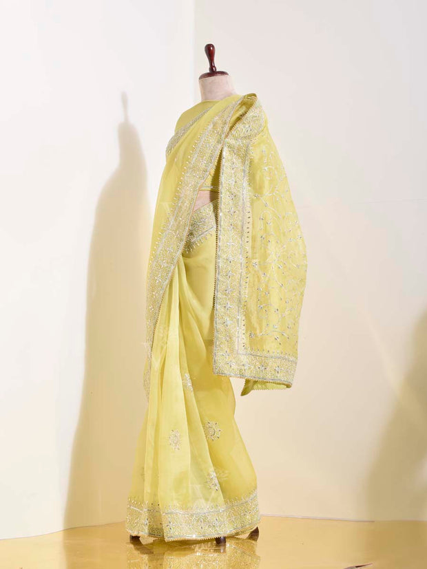 Yellow Organza Gotta Patti Saree