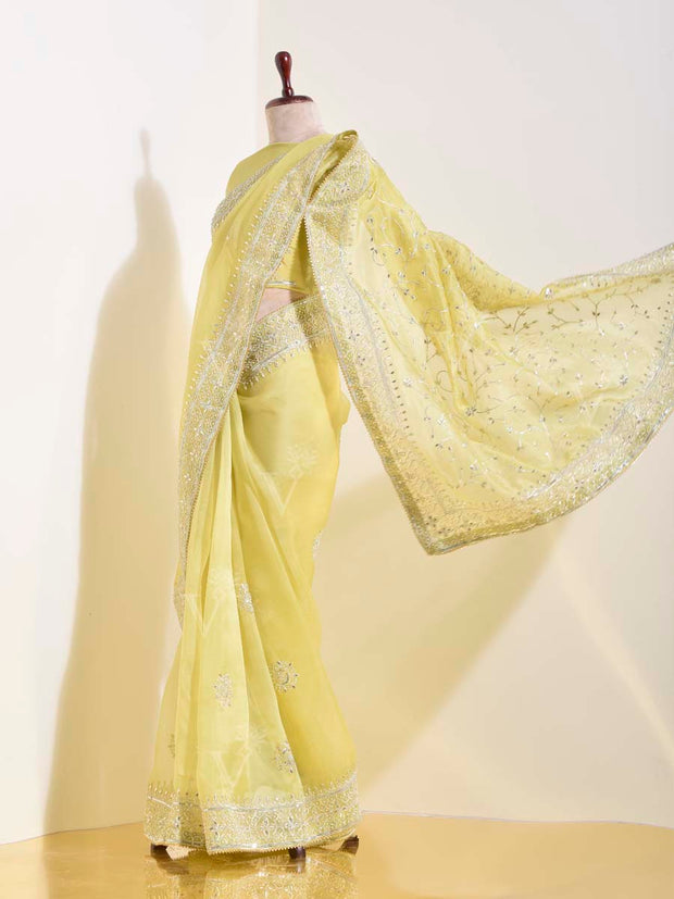 Yellow Organza Gotta Patti Saree