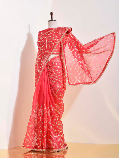 Red Organza Gotta Patti Saree