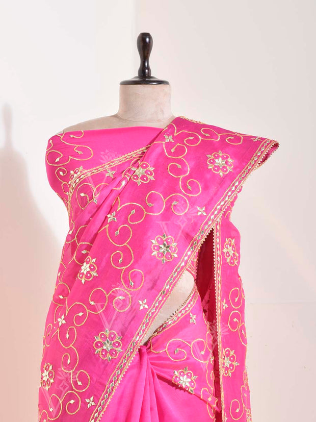 Pink Organza Gotta Patti Saree