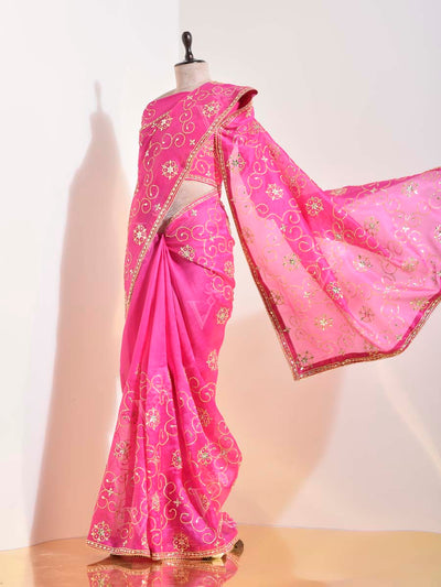 Pink Organza Gotta Patti Saree