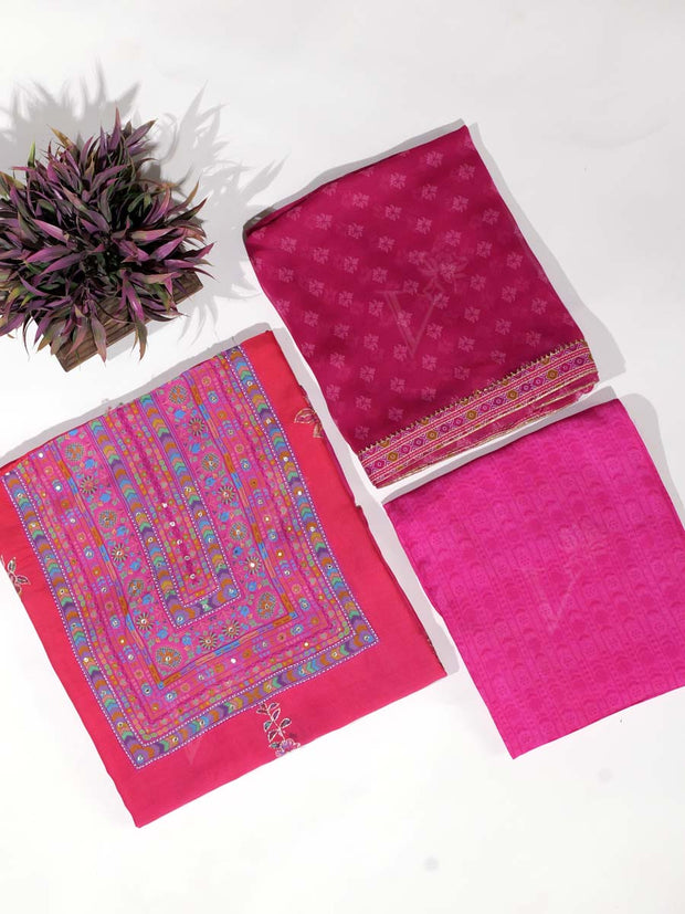 Pink Vasansi Silk Dress Material