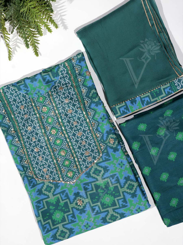 Green Vasansi Silk Dress Material