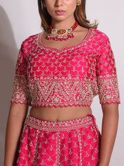 Pink Raw Silk Lehenga Set