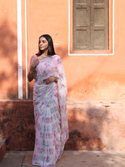 Misty Pink Mukesh Saree