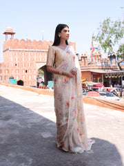 Yellow Chiffon Printed Saree