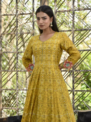 Pear Green Vasansi Silk Printed Anarkali Gown