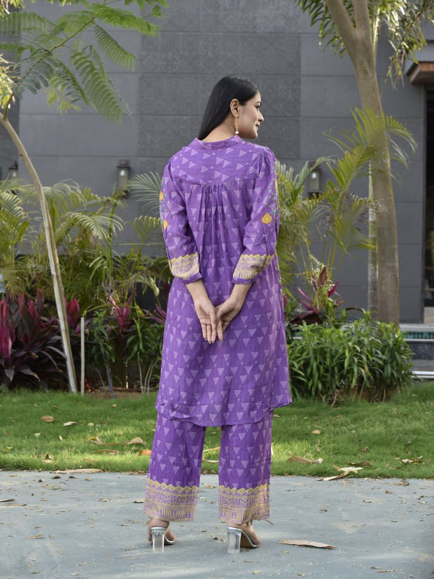 Purple Vasansi Silk Printed Co-ord Set