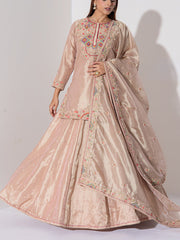 Rose Gold Embroidered Kurta and Sharara Set