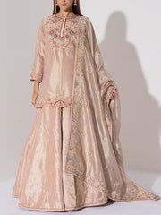 Rose Gold Embroidered Kurta and Sharara Set