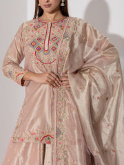 Rose Gold Embroidered Kurta and Sharara Set