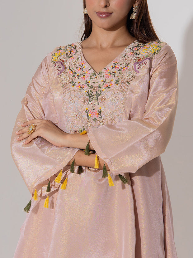 Brown Embroidered Kurta and Pant Set