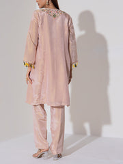 Brown Embroidered Kurta and Pant Set