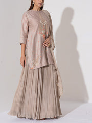 Mocha Brown Kurta and Skirt Set