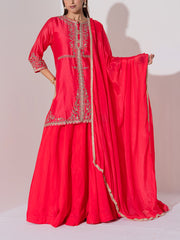 Deep Red Kurta and Skirt Set