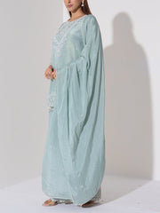 Powder Blue Embroidered Kurta and Sharara Set