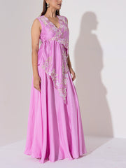 Light Pink Embroidered Jacket and Plazzo Set