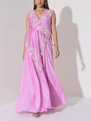 Light Pink Embroidered Jacket and Plazzo Set