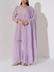 Lilac Embroidered Kurta and Sharara Set