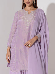 Lilac Embroidered Kurta and Sharara Set