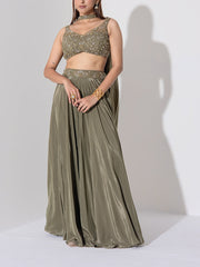 Sage Green Embroidered Lehenga Set