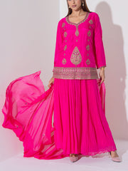 Hot Pink Kurta and Plazzo Set