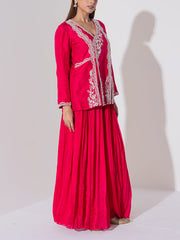 Blush Pink Embroidered Top and Sharara Set