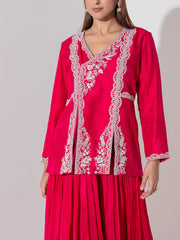 Blush Pink Embroidered Top and Sharara Set