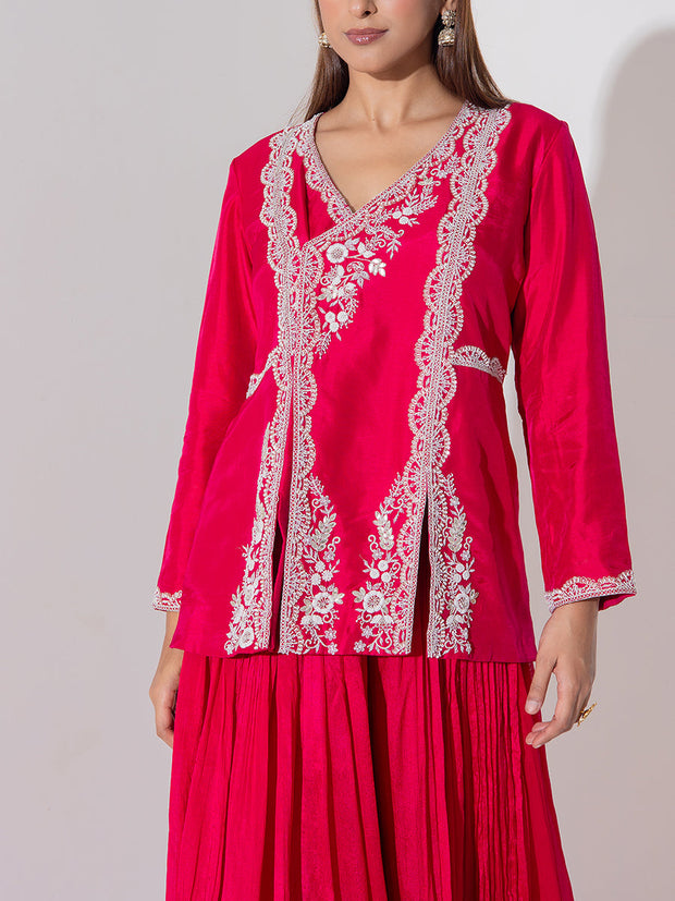 Blush Pink Embroidered Top and Sharara Set