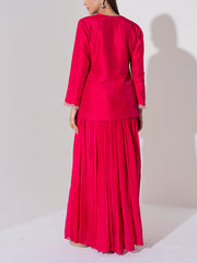 Blush Pink Embroidered Top and Sharara Set